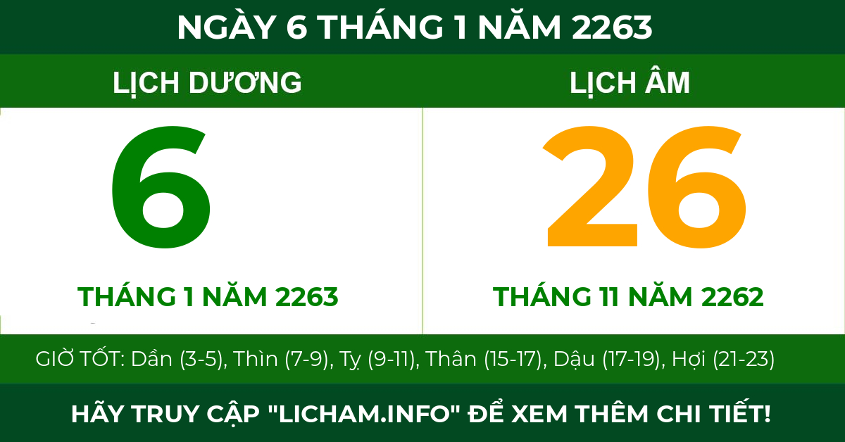 lịch âm ngày 6 tháng 1 năm 2263