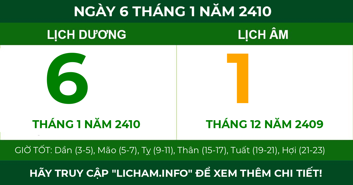 lịch âm ngày 6 tháng 1 năm 2410