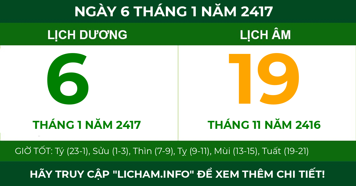 lịch âm ngày 6 tháng 1 năm 2417