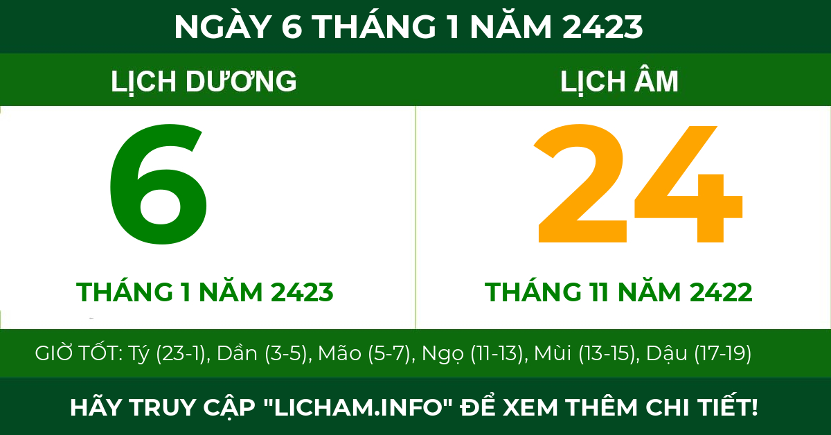 lịch âm ngày 6 tháng 1 năm 2423