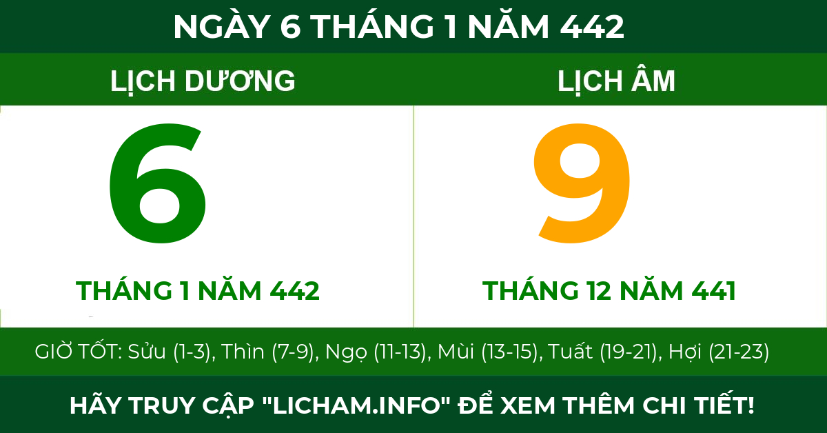 lịch âm ngày 6 tháng 1 năm 442