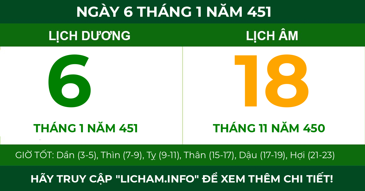 lịch âm ngày 6 tháng 1 năm 451