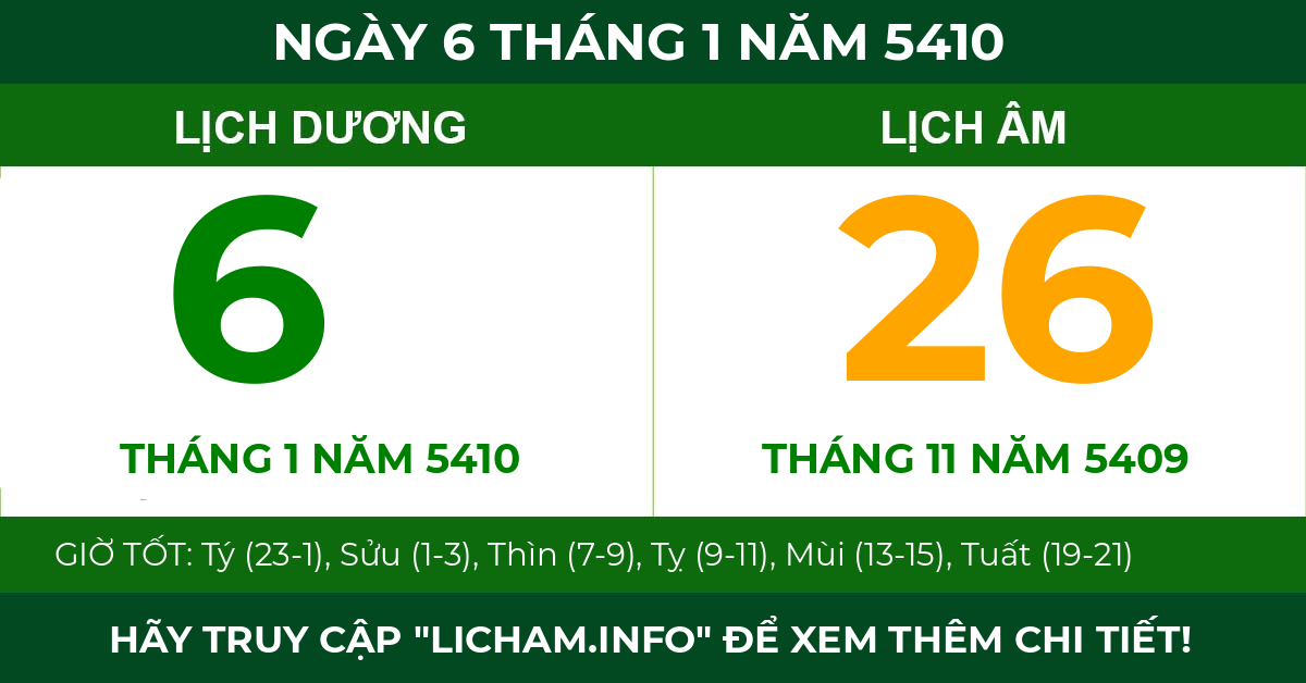 lịch âm ngày 6 tháng 1 năm 5410