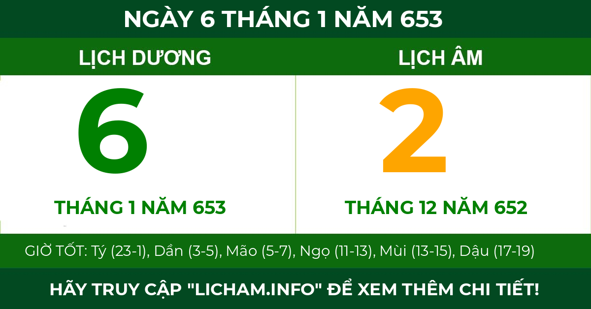 lịch âm ngày 6 tháng 1 năm 653
