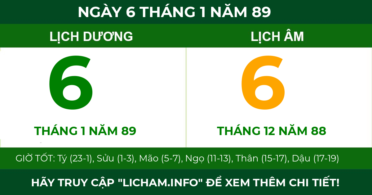 lịch âm ngày 6 tháng 1 năm 89