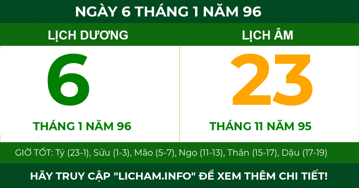 lịch âm ngày 6 tháng 1 năm 96