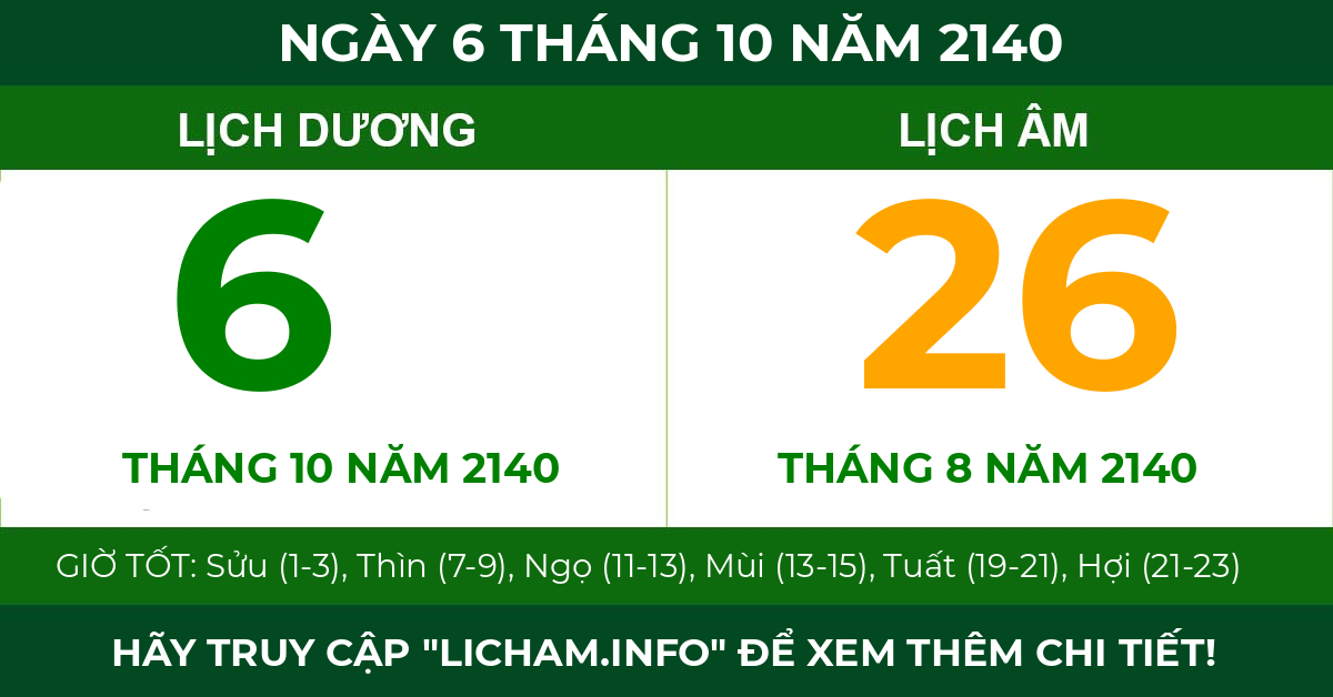 lịch âm ngày 6 tháng 10 năm 2140