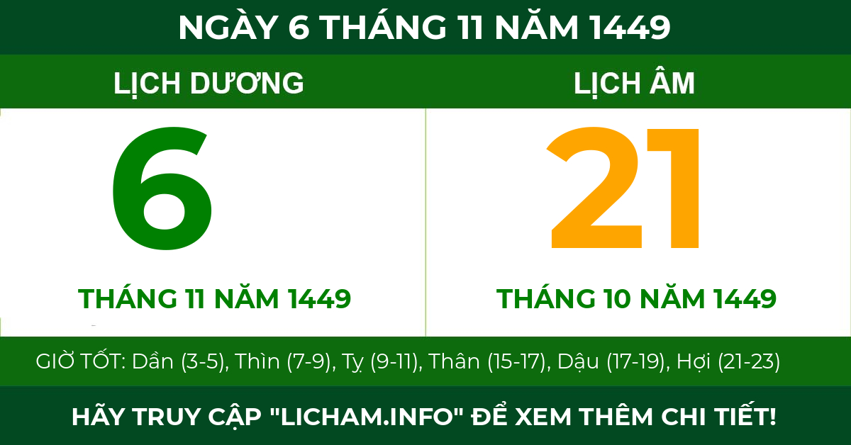 lịch âm ngày 6 tháng 11 năm 1449