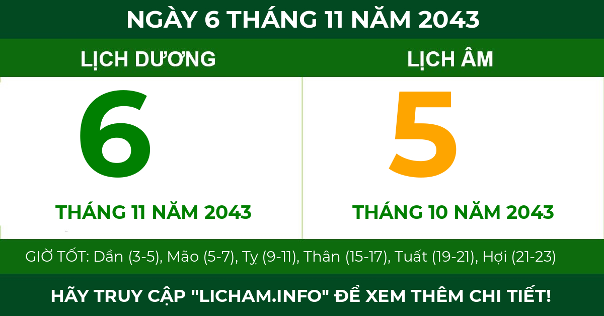 lịch âm ngày 6 tháng 11 năm 2043