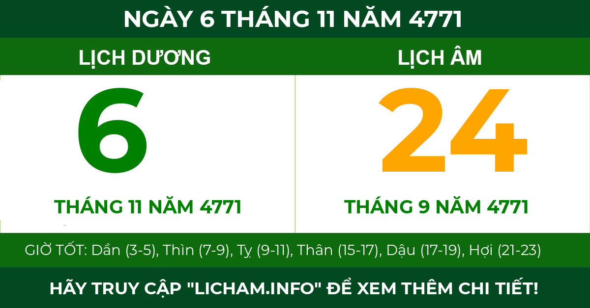 lịch âm ngày 6 tháng 11 năm 4771