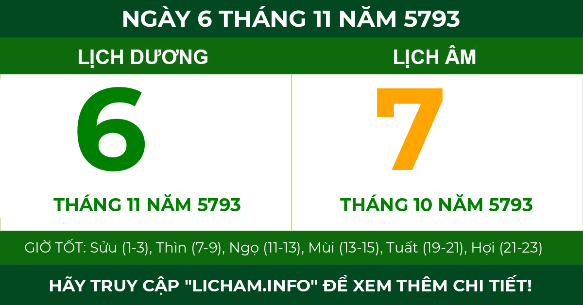 lịch âm ngày 6 tháng 11 năm 5793