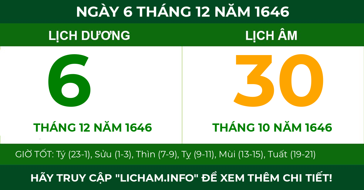 lịch âm ngày 6 tháng 12 năm 1646