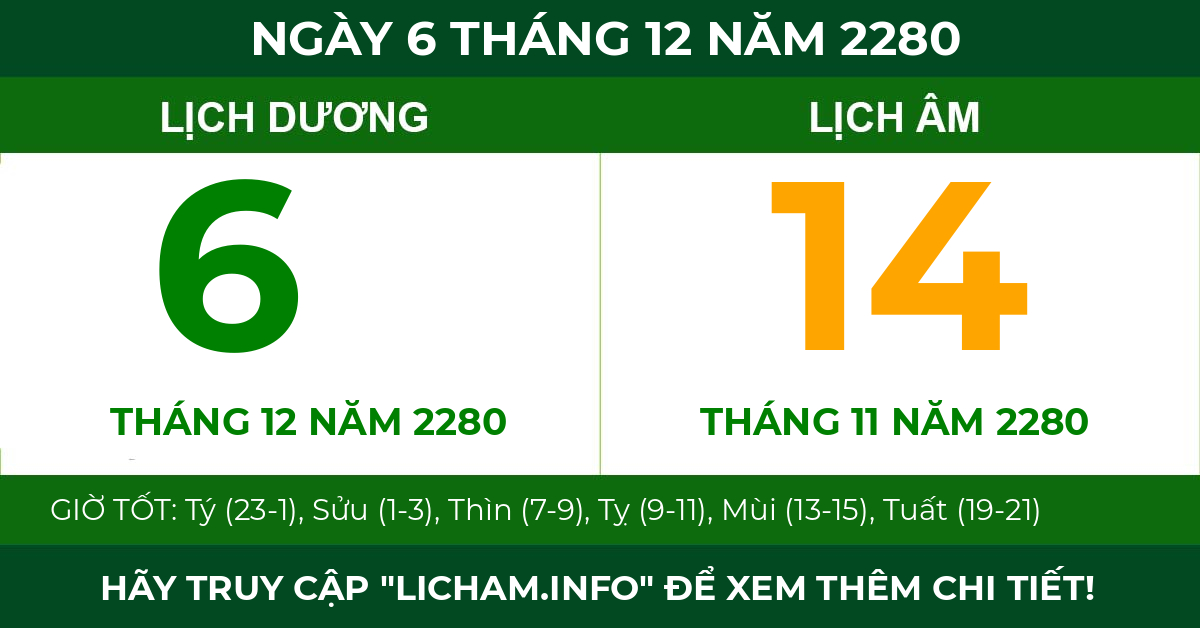 lịch âm ngày 6 tháng 12 năm 2280