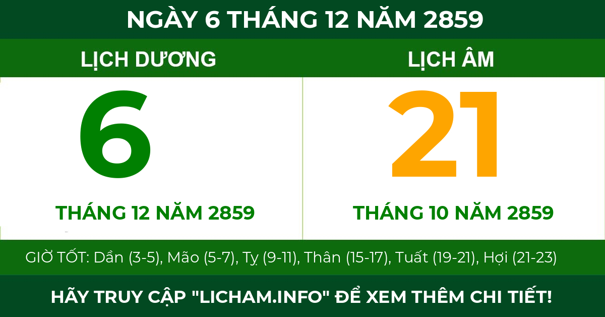 lịch âm ngày 6 tháng 12 năm 2859