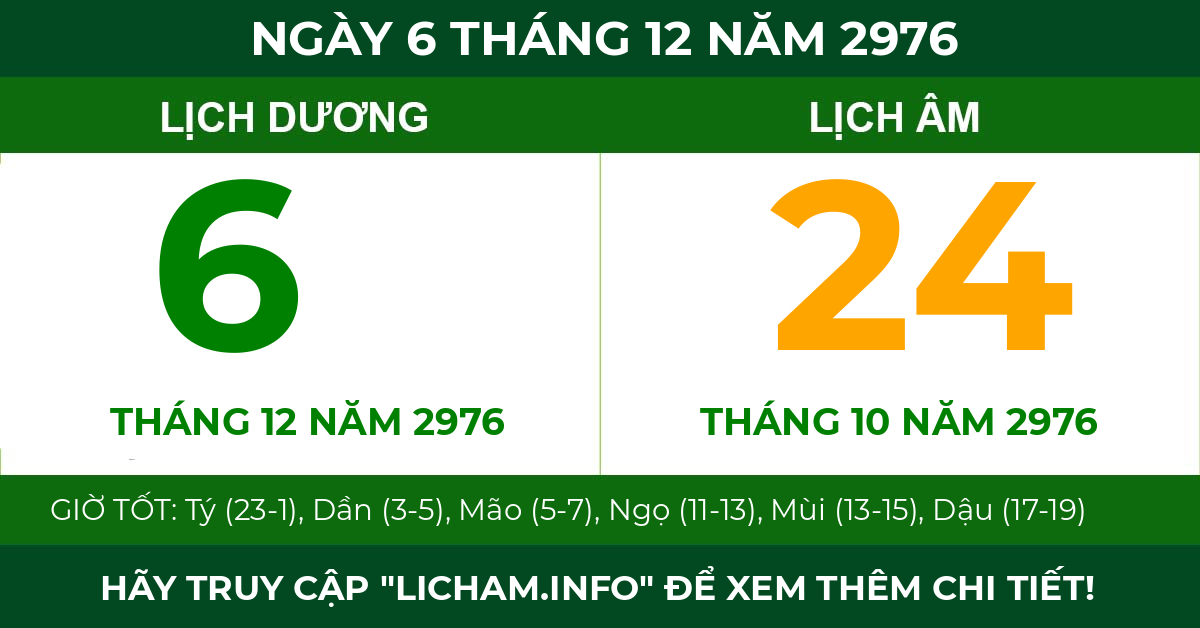 lịch âm ngày 6 tháng 12 năm 2976
