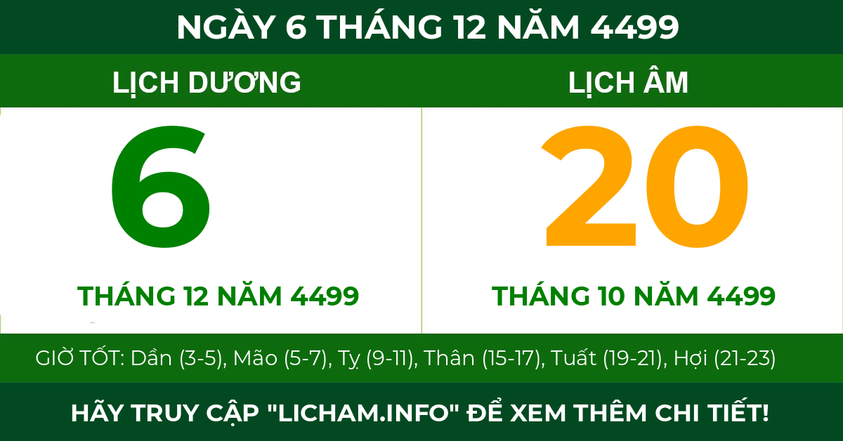 lịch âm ngày 6 tháng 12 năm 4499