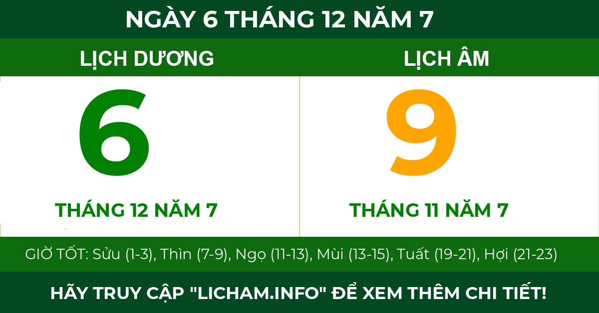 lịch âm ngày 6 tháng 12 năm 7