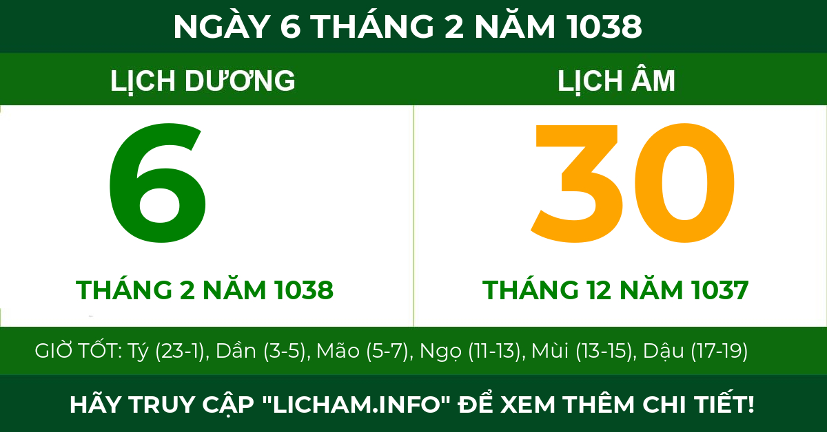 lịch âm ngày 6 tháng 2 năm 1038