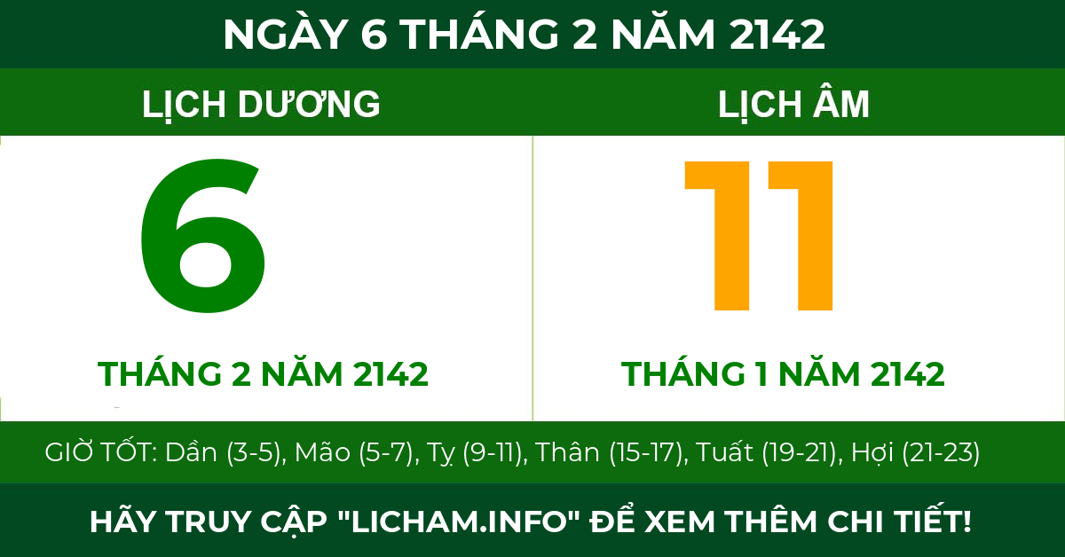 lịch âm ngày 6 tháng 2 năm 2142