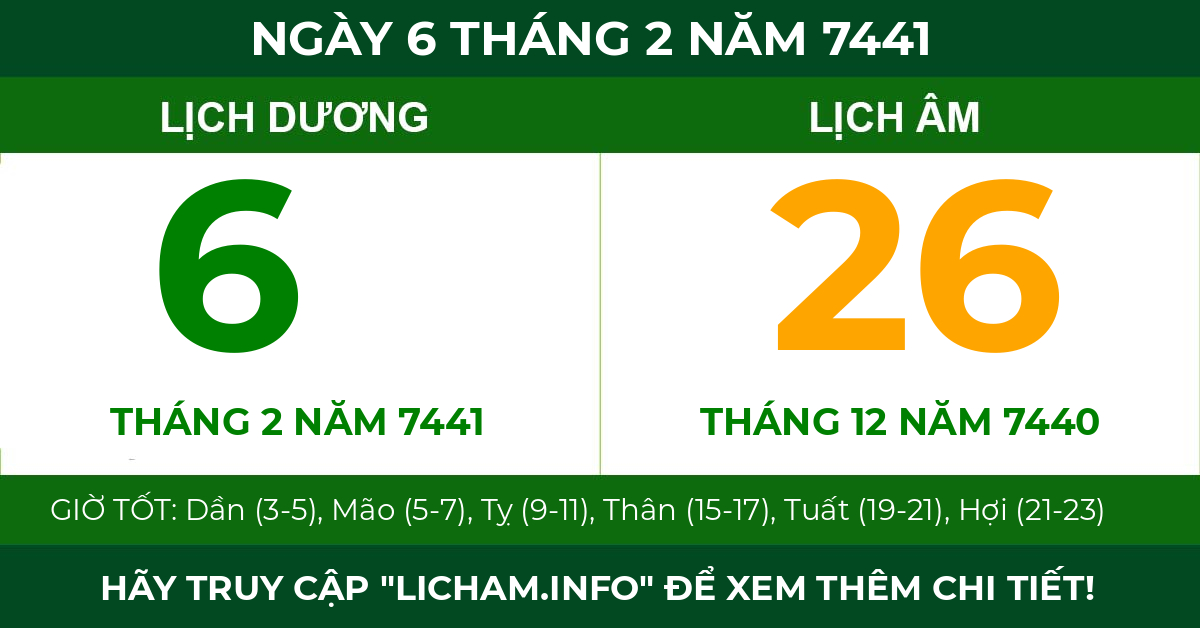 lịch âm ngày 6 tháng 2 năm 7441