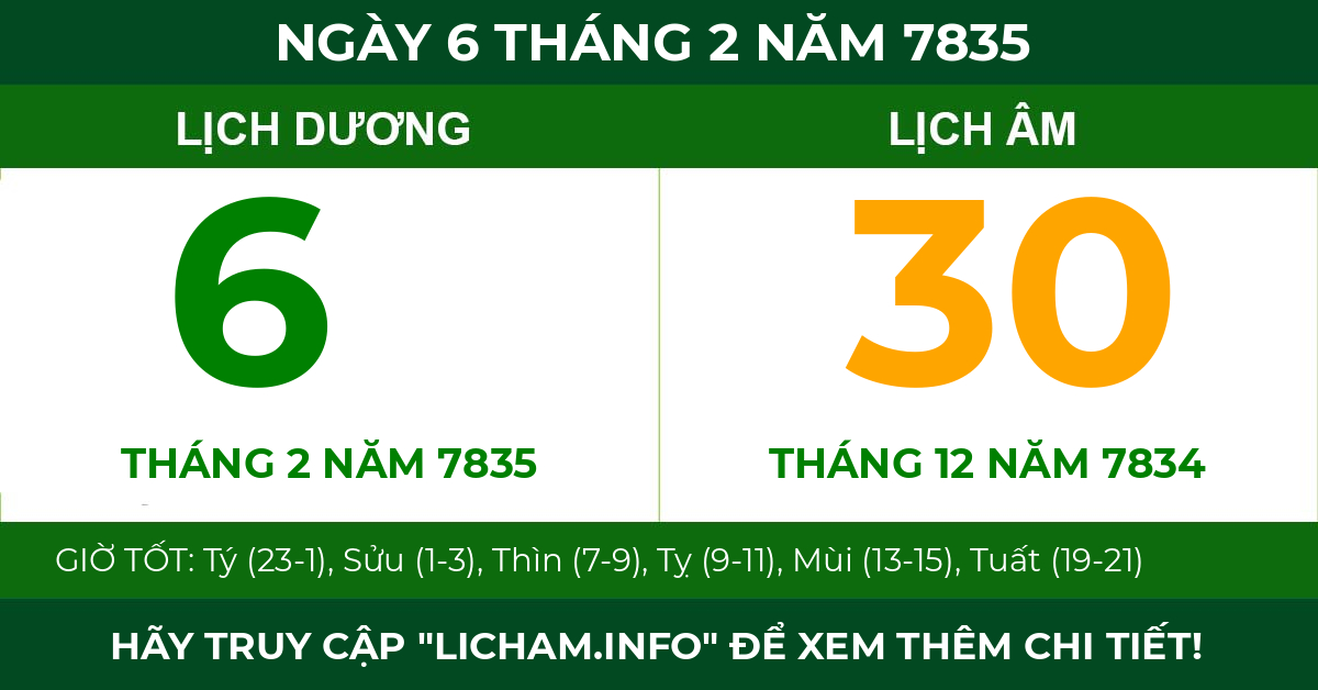 lịch âm ngày 6 tháng 2 năm 7835