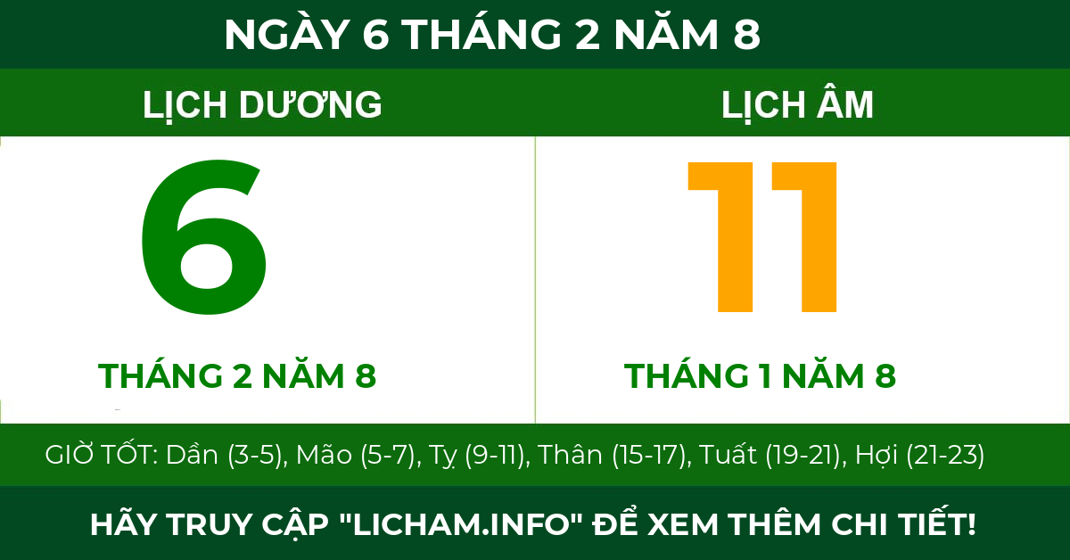 lịch âm ngày 6 tháng 2 năm 8