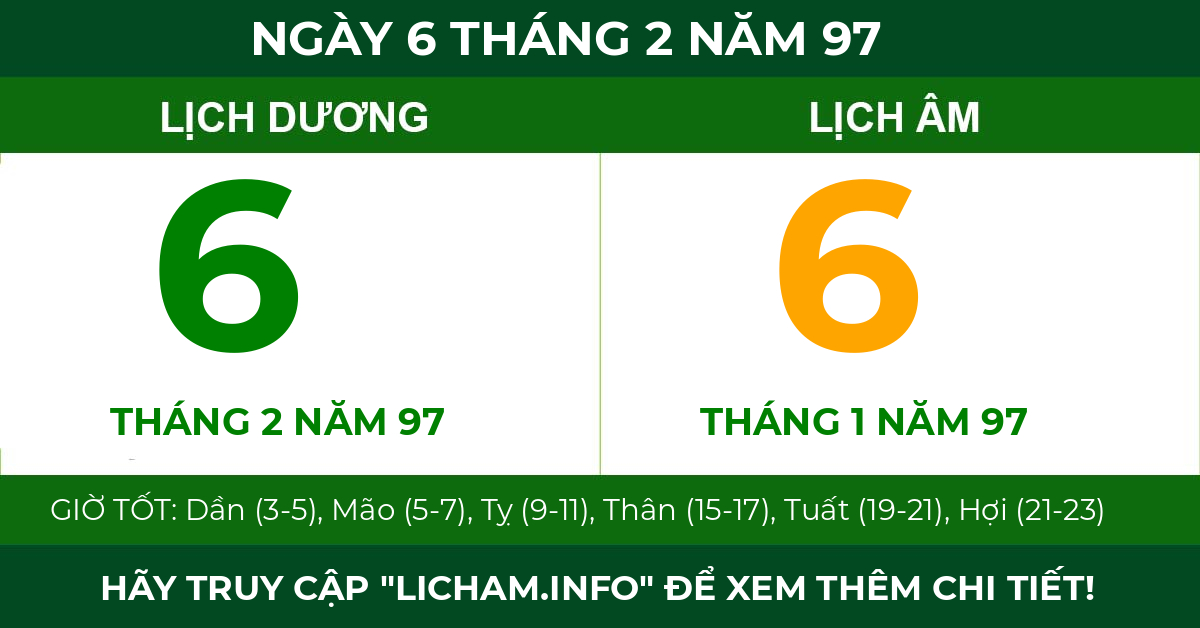 lịch âm ngày 6 tháng 2 năm 97