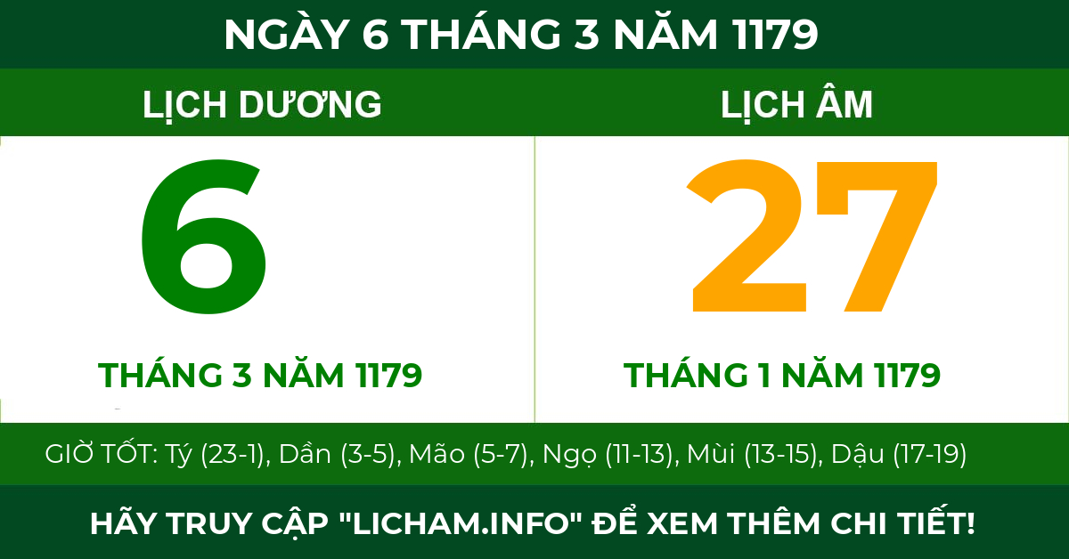lịch âm ngày 6 tháng 3 năm 1179