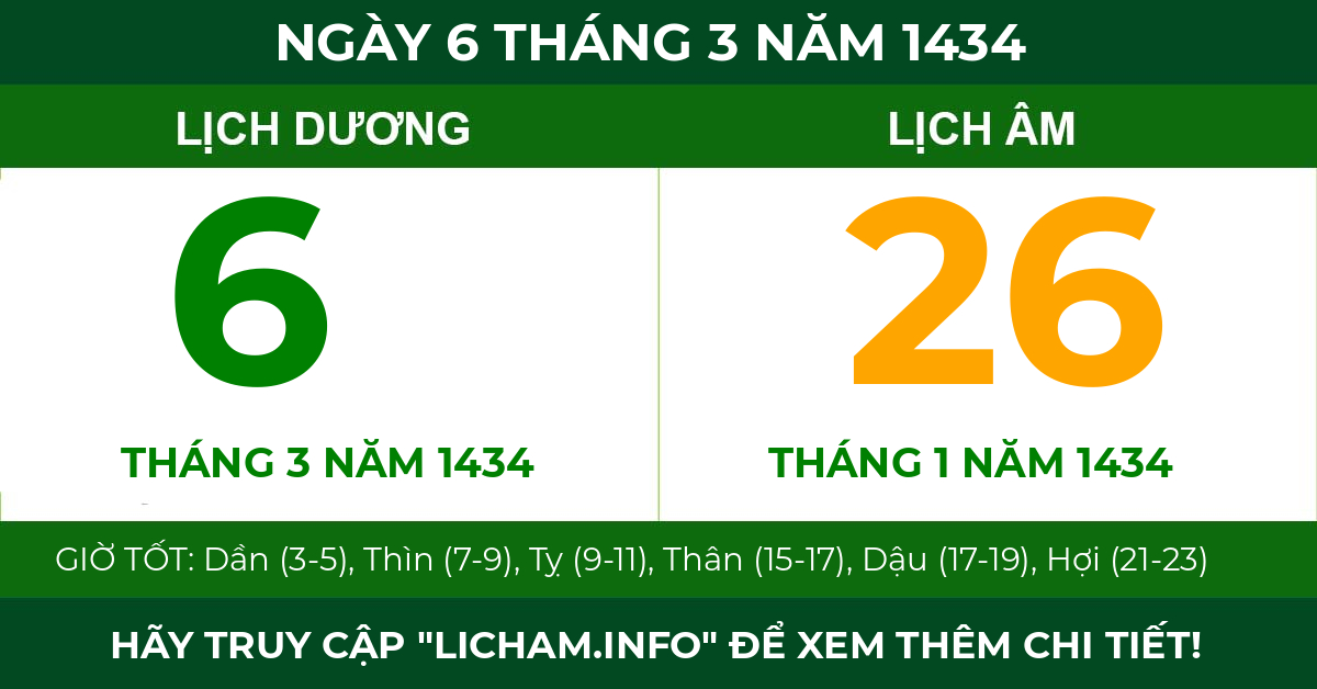 lịch âm ngày 6 tháng 3 năm 1434