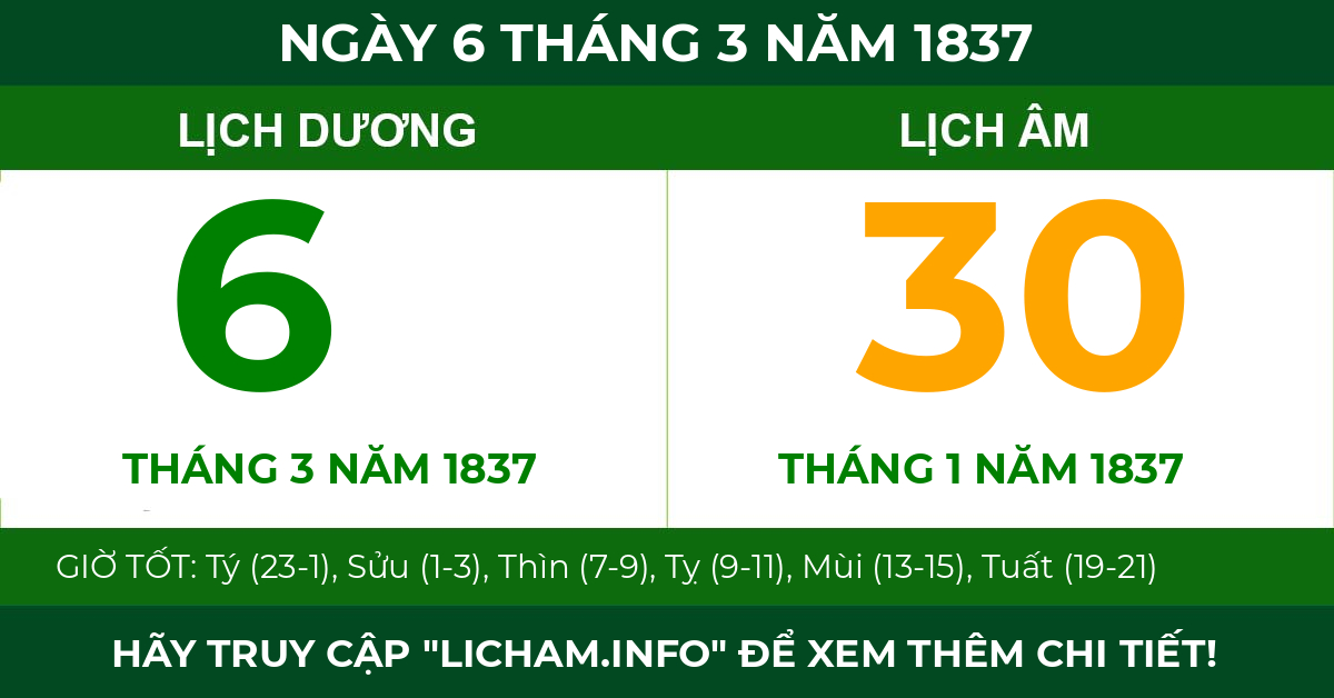 lịch âm ngày 6 tháng 3 năm 1837