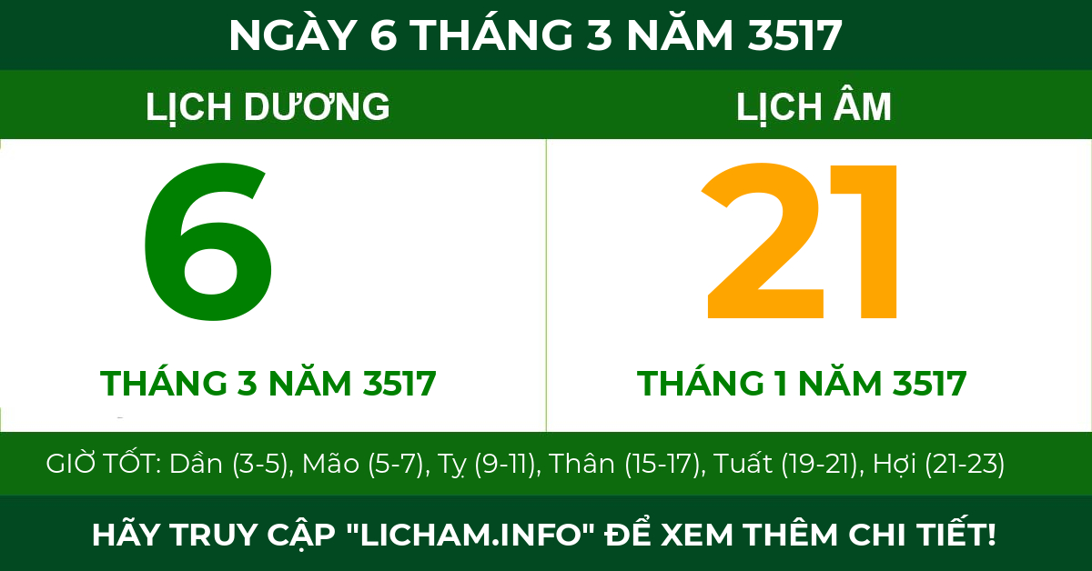 lịch âm ngày 6 tháng 3 năm 3517