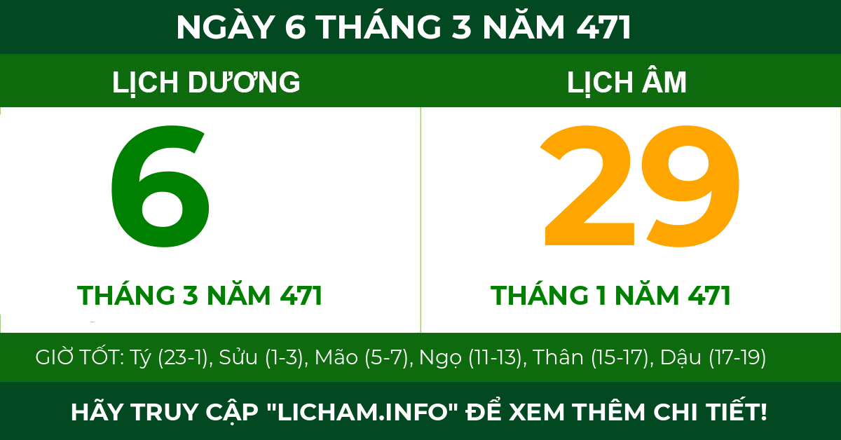 lịch âm ngày 6 tháng 3 năm 471