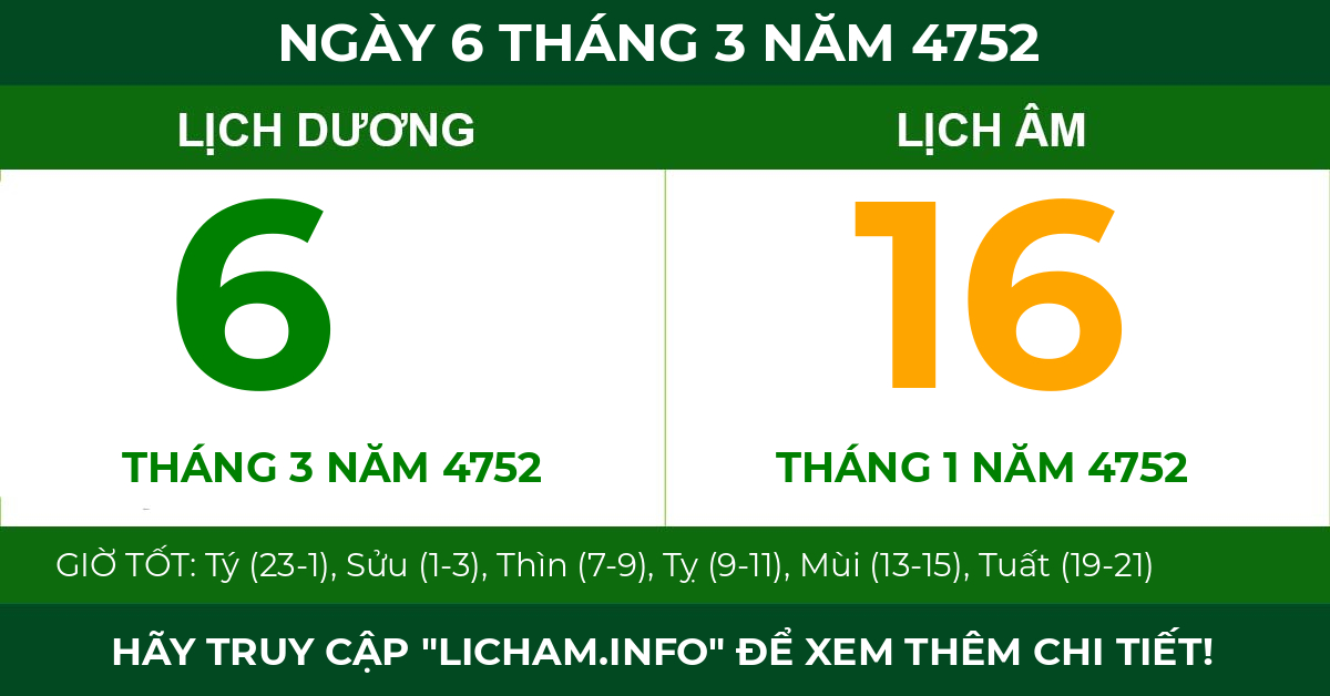 lịch âm ngày 6 tháng 3 năm 4752
