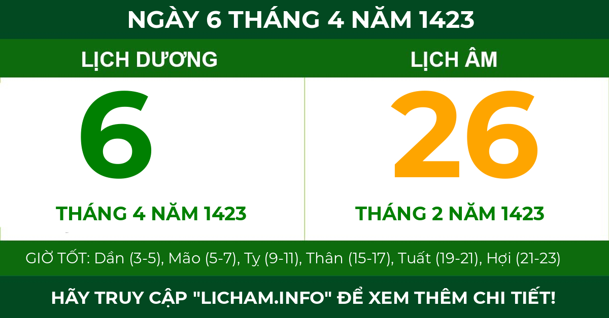lịch âm ngày 6 tháng 4 năm 1423