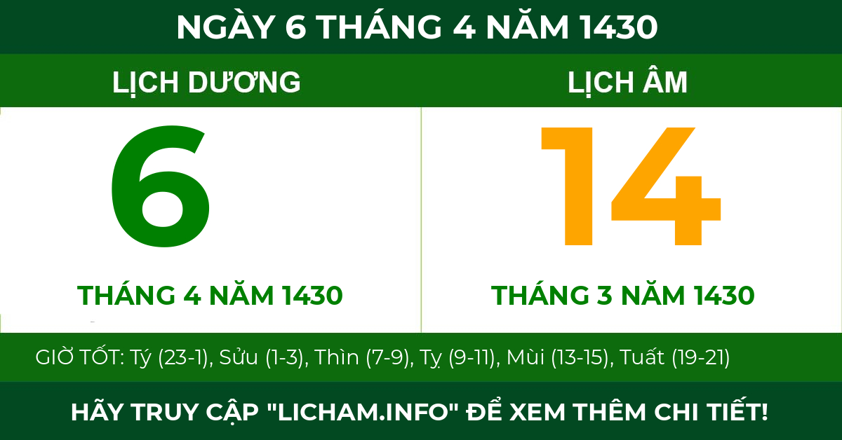 lịch âm ngày 6 tháng 4 năm 1430
