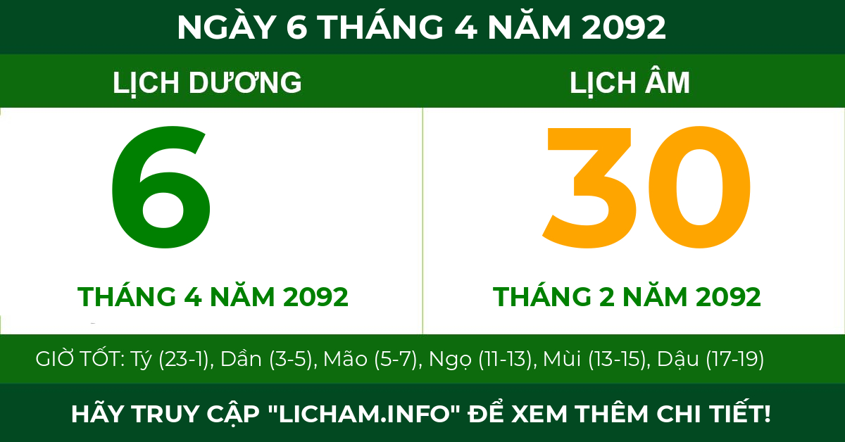 lịch âm ngày 6 tháng 4 năm 2092