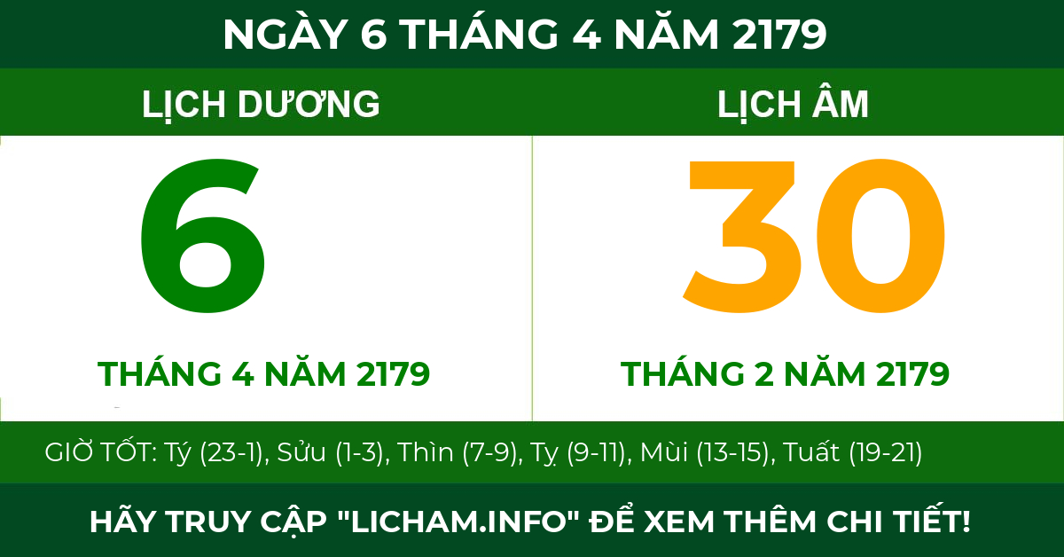 lịch âm ngày 6 tháng 4 năm 2179