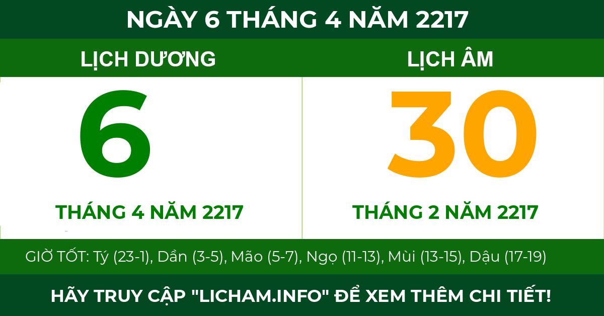 lịch âm ngày 6 tháng 4 năm 2217
