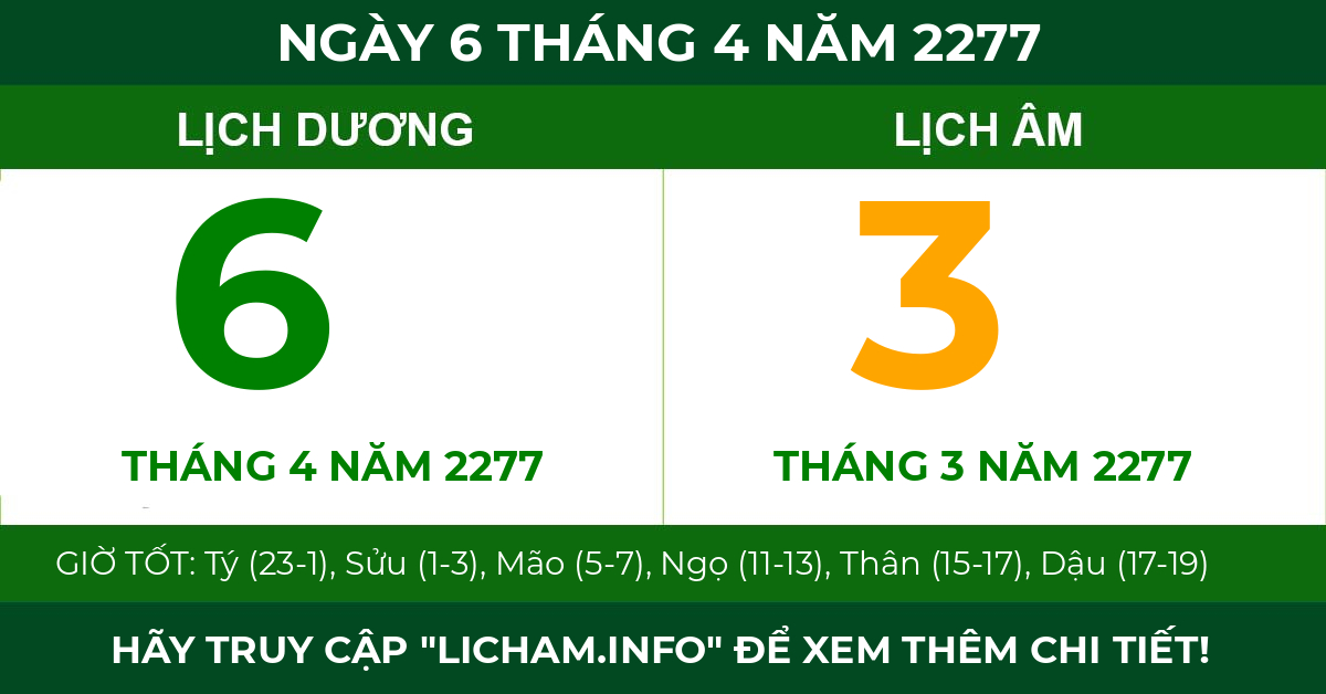 lịch âm ngày 6 tháng 4 năm 2277