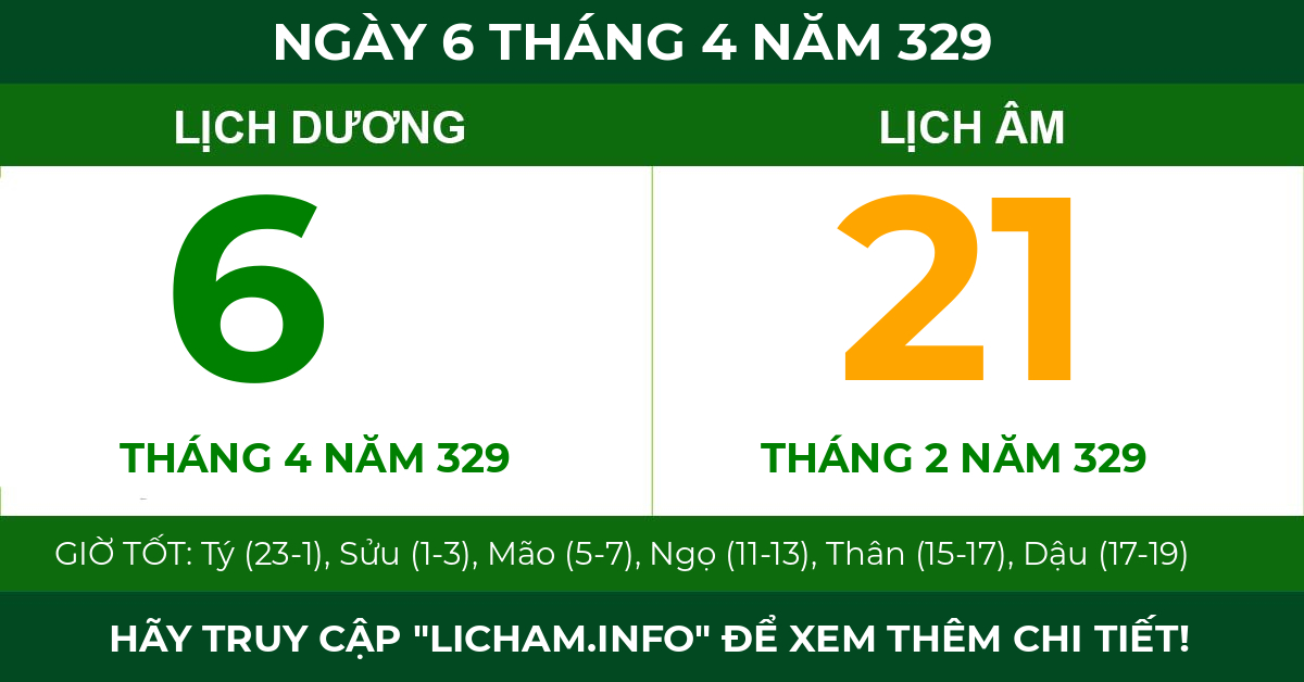 lịch âm ngày 6 tháng 4 năm 329