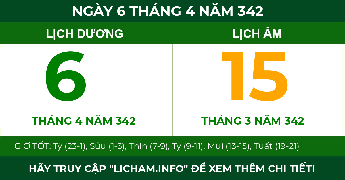 lịch âm ngày 6 tháng 4 năm 342