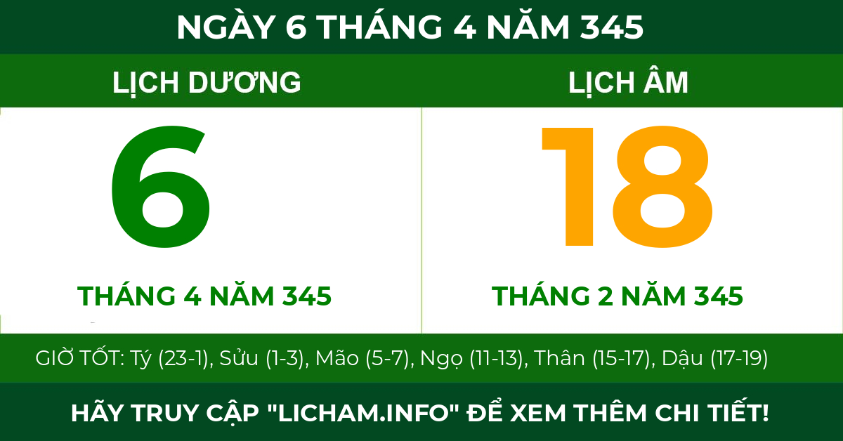lịch âm ngày 6 tháng 4 năm 345