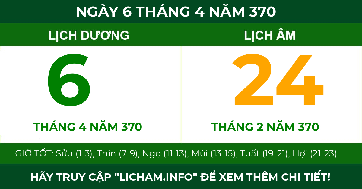 lịch âm ngày 6 tháng 4 năm 370
