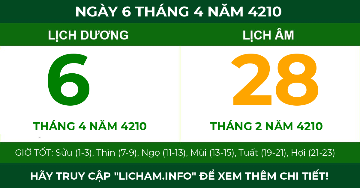 lịch âm ngày 6 tháng 4 năm 4210