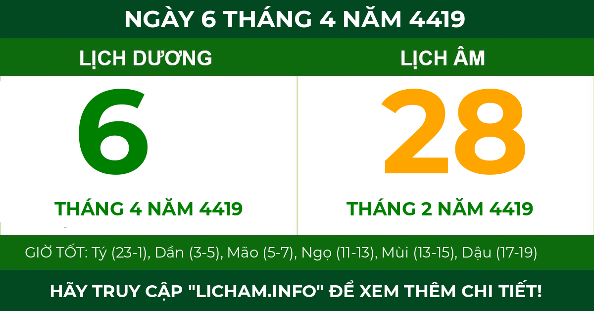 lịch âm ngày 6 tháng 4 năm 4419