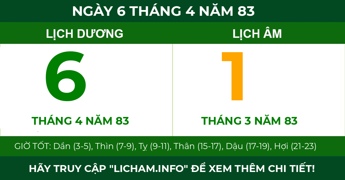 lịch âm ngày 6 tháng 4 năm 83