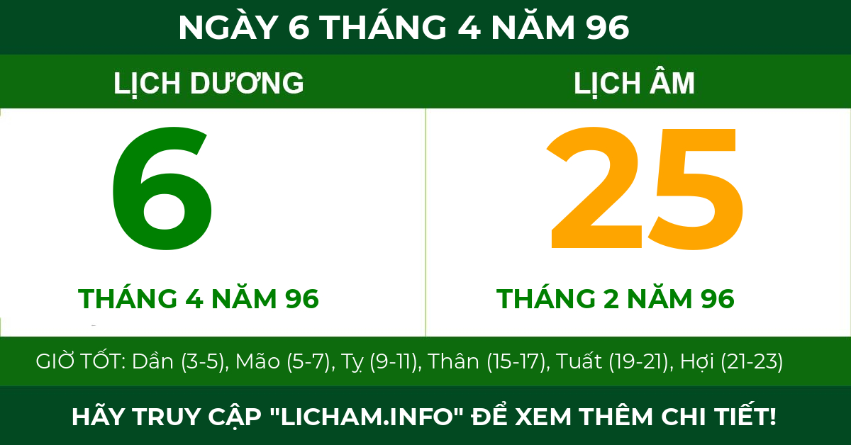 lịch âm ngày 6 tháng 4 năm 96
