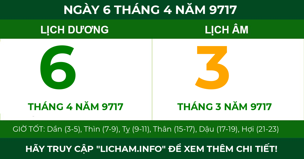 lịch âm ngày 6 tháng 4 năm 9717