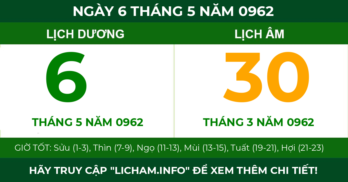 lịch âm ngày 6 tháng 5 năm 0962