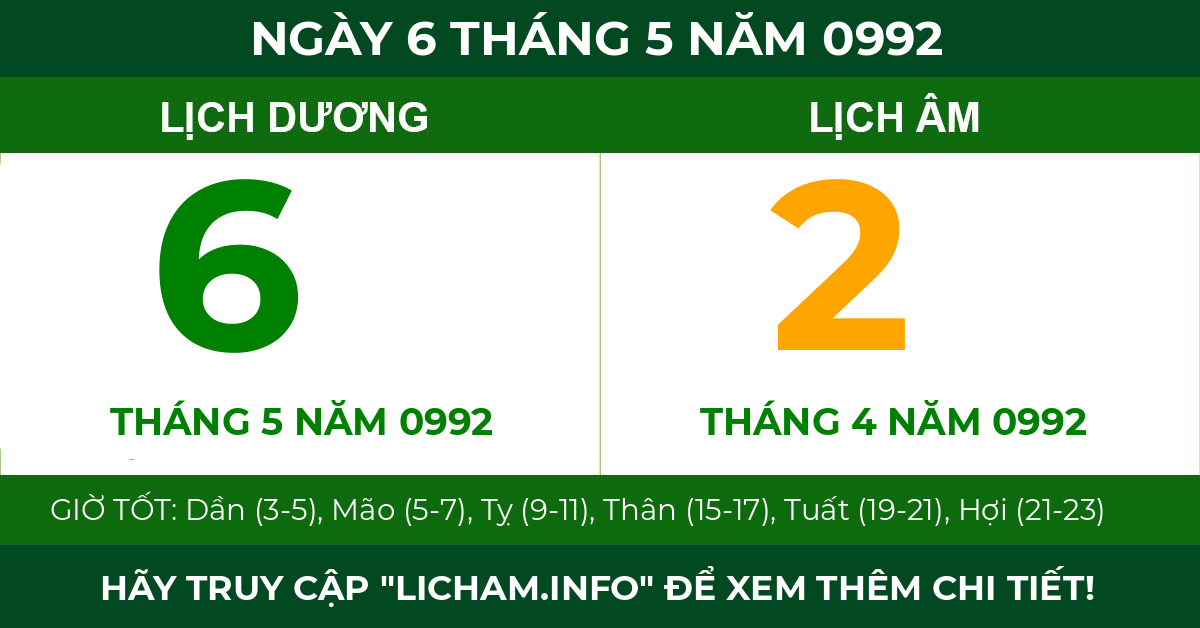 lịch âm ngày 6 tháng 5 năm 0992